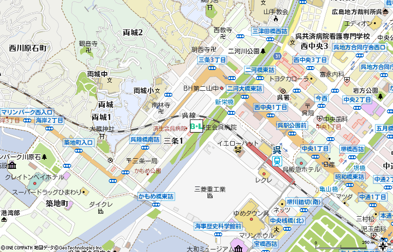 済生会　呉病院　眼科付近の地図